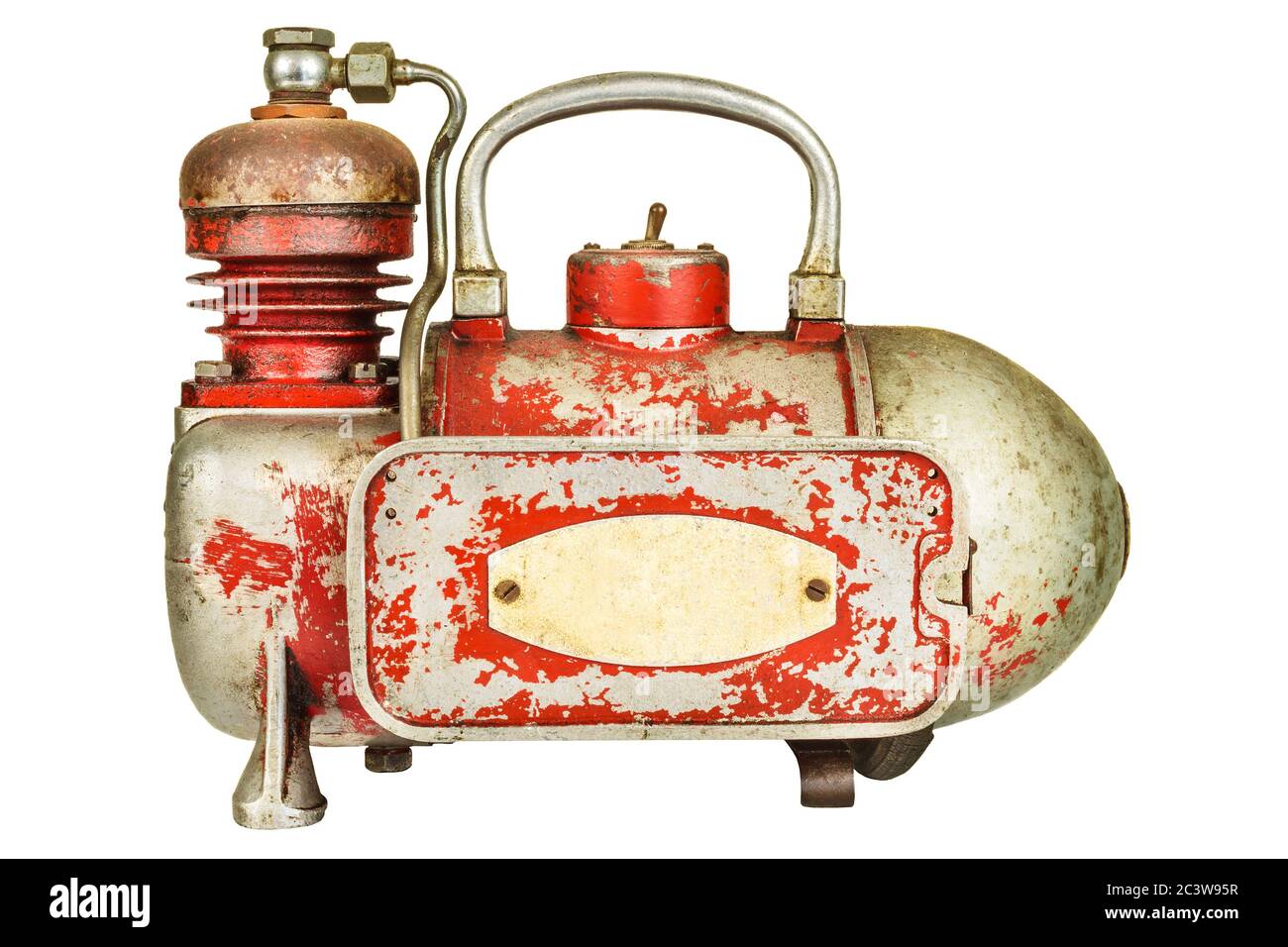 Compresseur d'air vintage isolé sur fond blanc Banque D'Images
