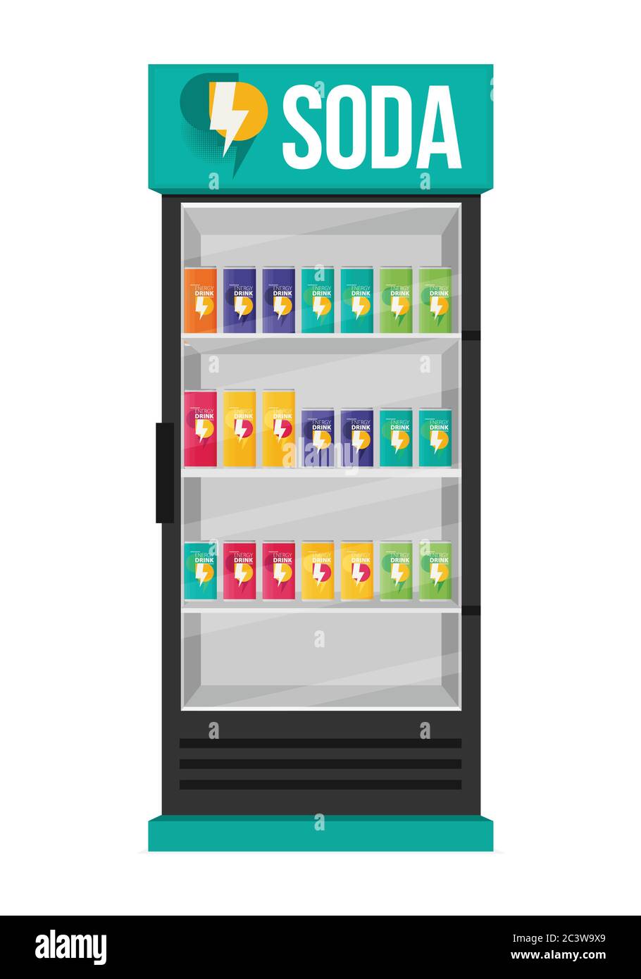 Réfrigérateur boisson avec boissons en canettes vecteur plat Illustration de Vecteur