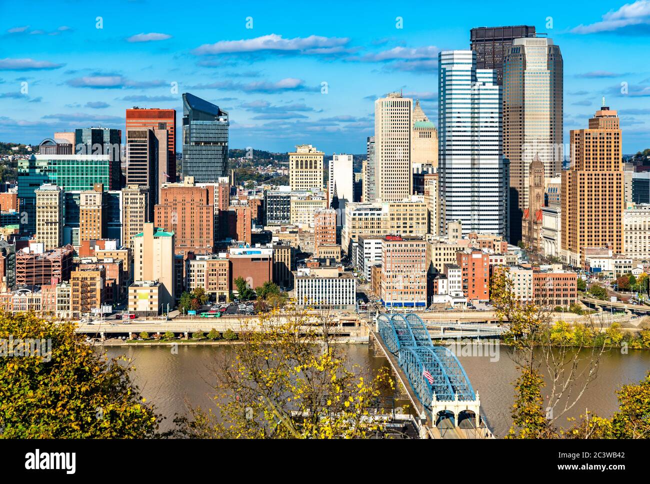 Centre-ville de Pittsburgh et le Smithfield Street Bridge en Pennsylvanie Banque D'Images