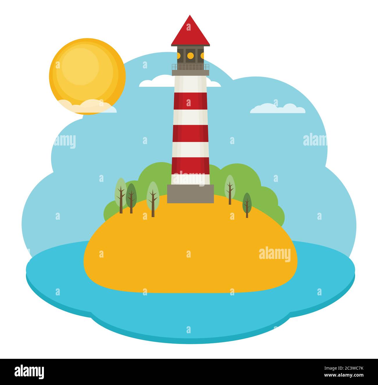 Phare vectoriel plat Illustration de Vecteur