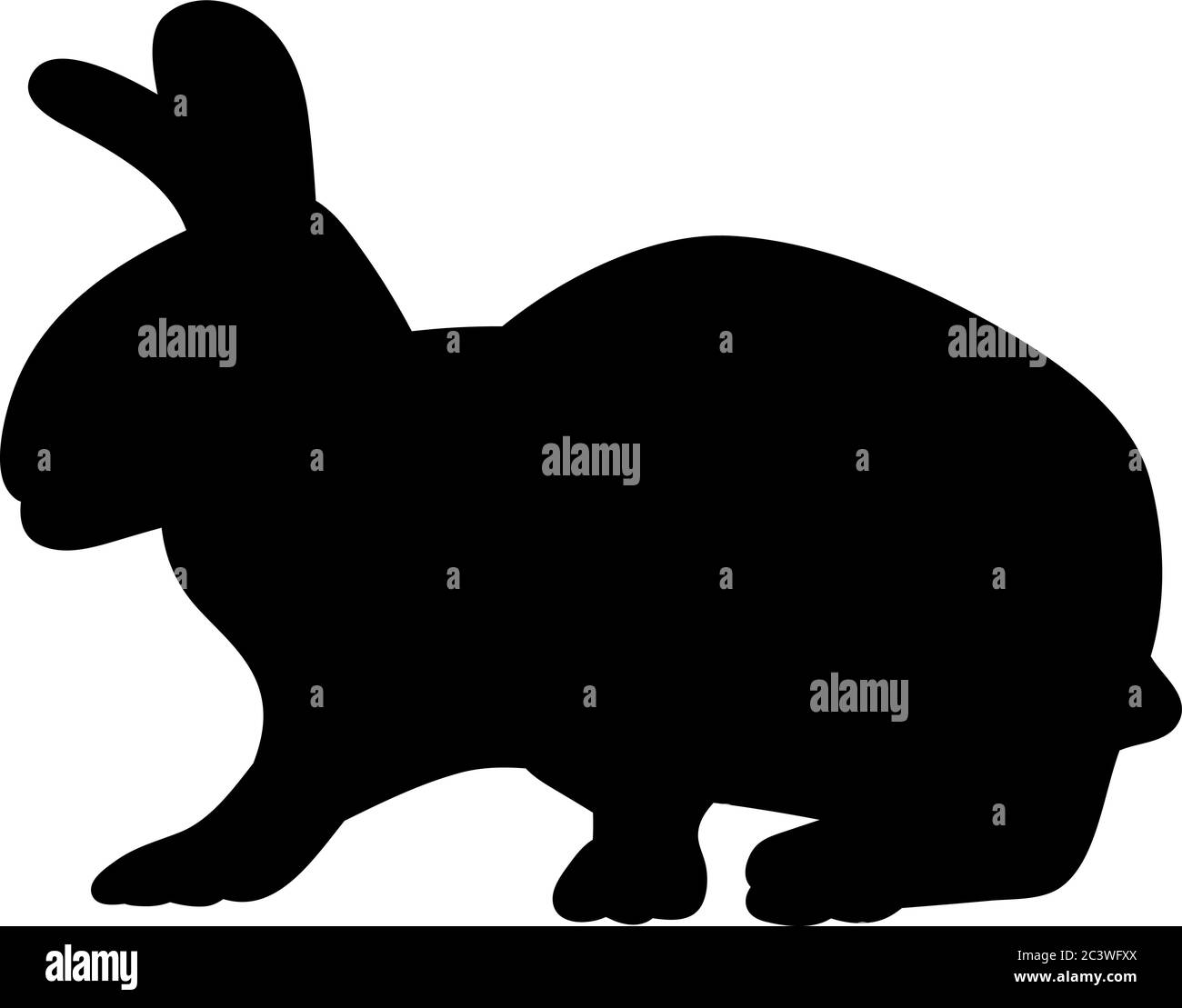 silhouette noire d'un lapin sur fond blanc Illustration de Vecteur