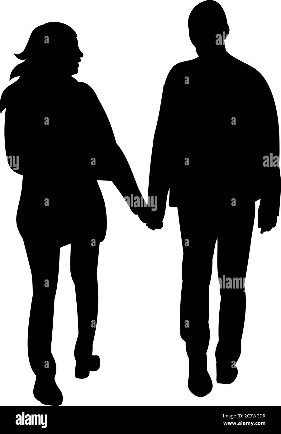 vector, isolé silhouette de type et fille vont Illustration de Vecteur