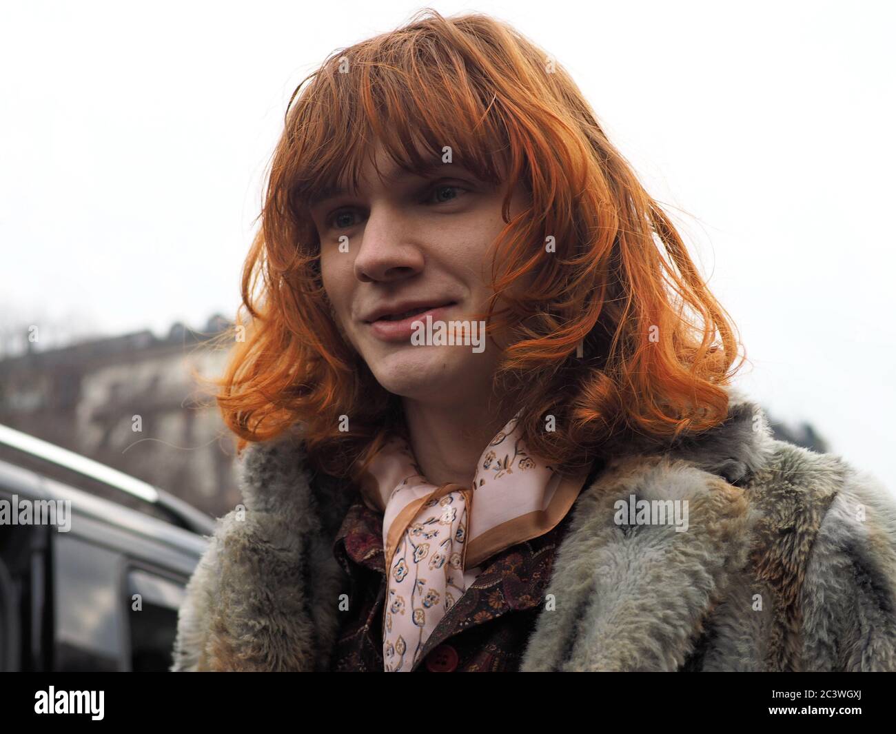 Milan, Italie, 14 janvier 2020: La tenue de rue de blogueur de mode après le défilé de mode Gucci pendant la semaine de la mode de Milan 2020 Banque D'Images