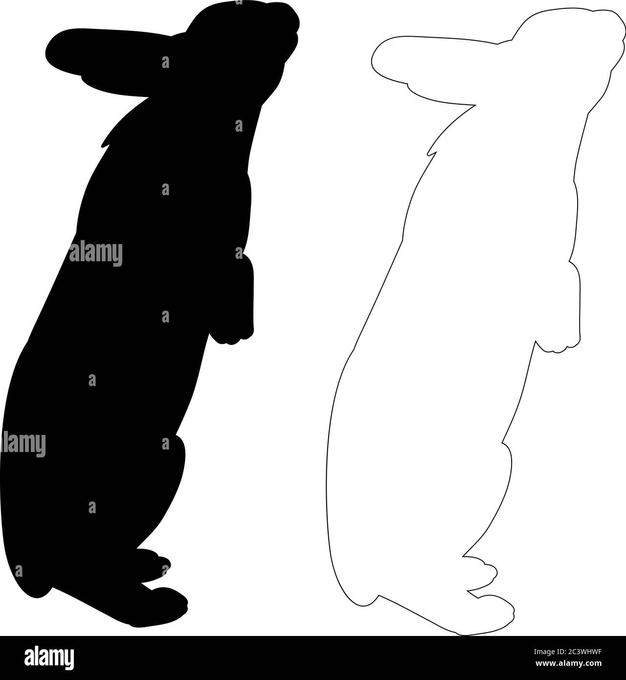 silhouette d'un lapin, contour d'un lapin Illustration de Vecteur