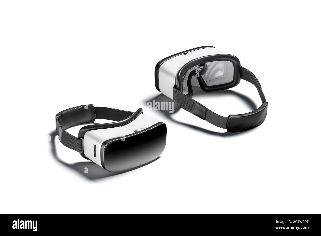 Masque de réalité virtuelle blanc vierge, à l'avant et à l'arrière Banque D'Images