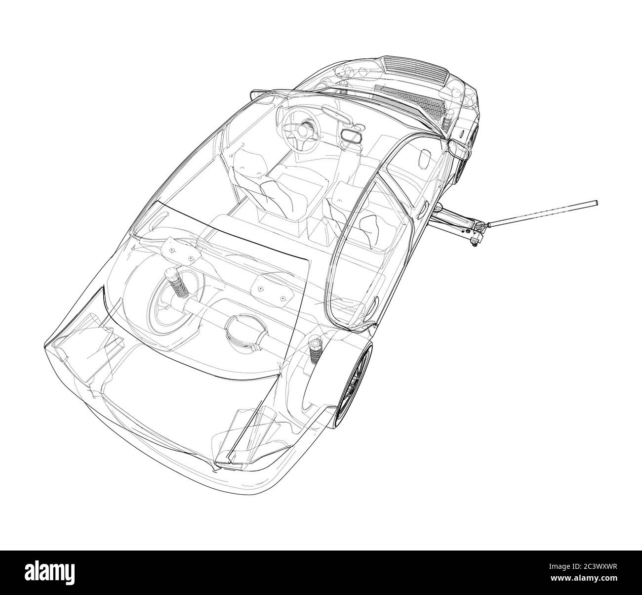 Voiture concept avec cric rouleur. Vecteur Illustration de Vecteur