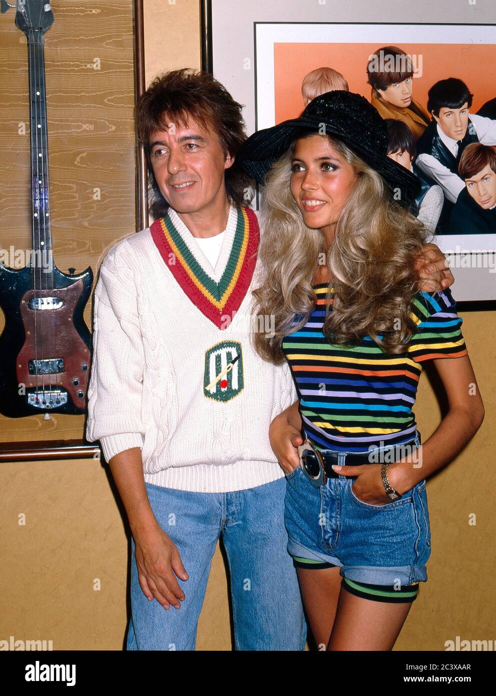 Bill Wyman avec sa fiancée Mandy Smith au restaurant Sticky Fingers de Wyman le 2 juin 1989 Banque D'Images