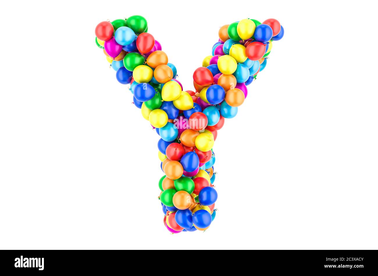 Lettre y des bulles colorées, rendu 3D isolé sur fond blanc Banque D'Images