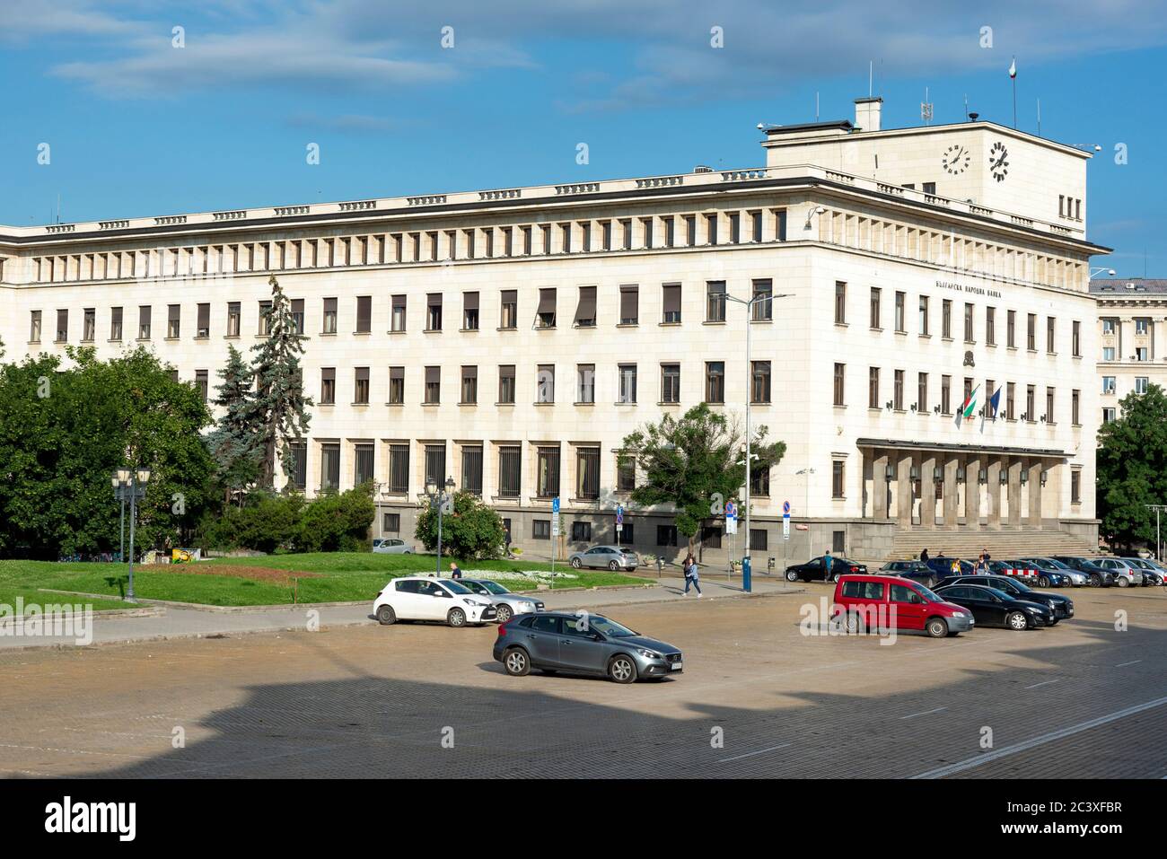 Vue générale du bâtiment de la Banque nationale bulgare à la place Battenberg dans la capitale de Sofia comme la banque centrale en Bulgarie, Europe de l'est Banque D'Images