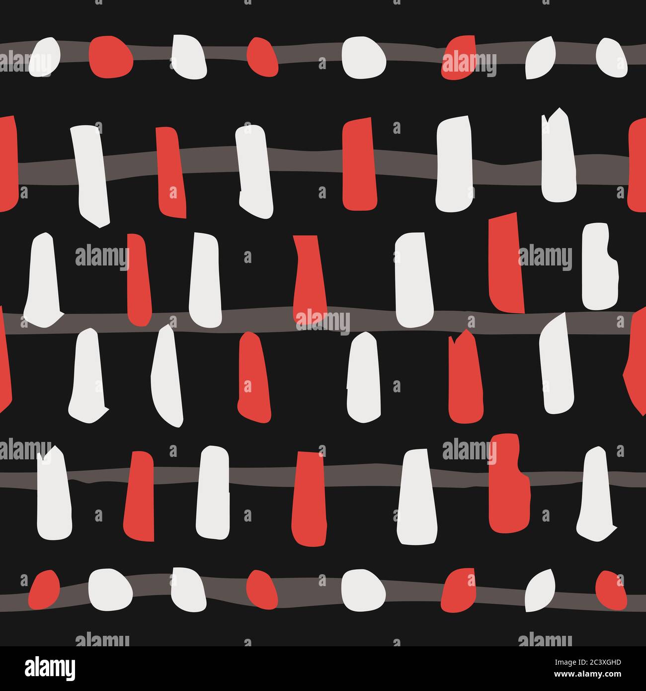 Motif abstrait sans couture noir rouge dessiné à la main Illustration de Vecteur
