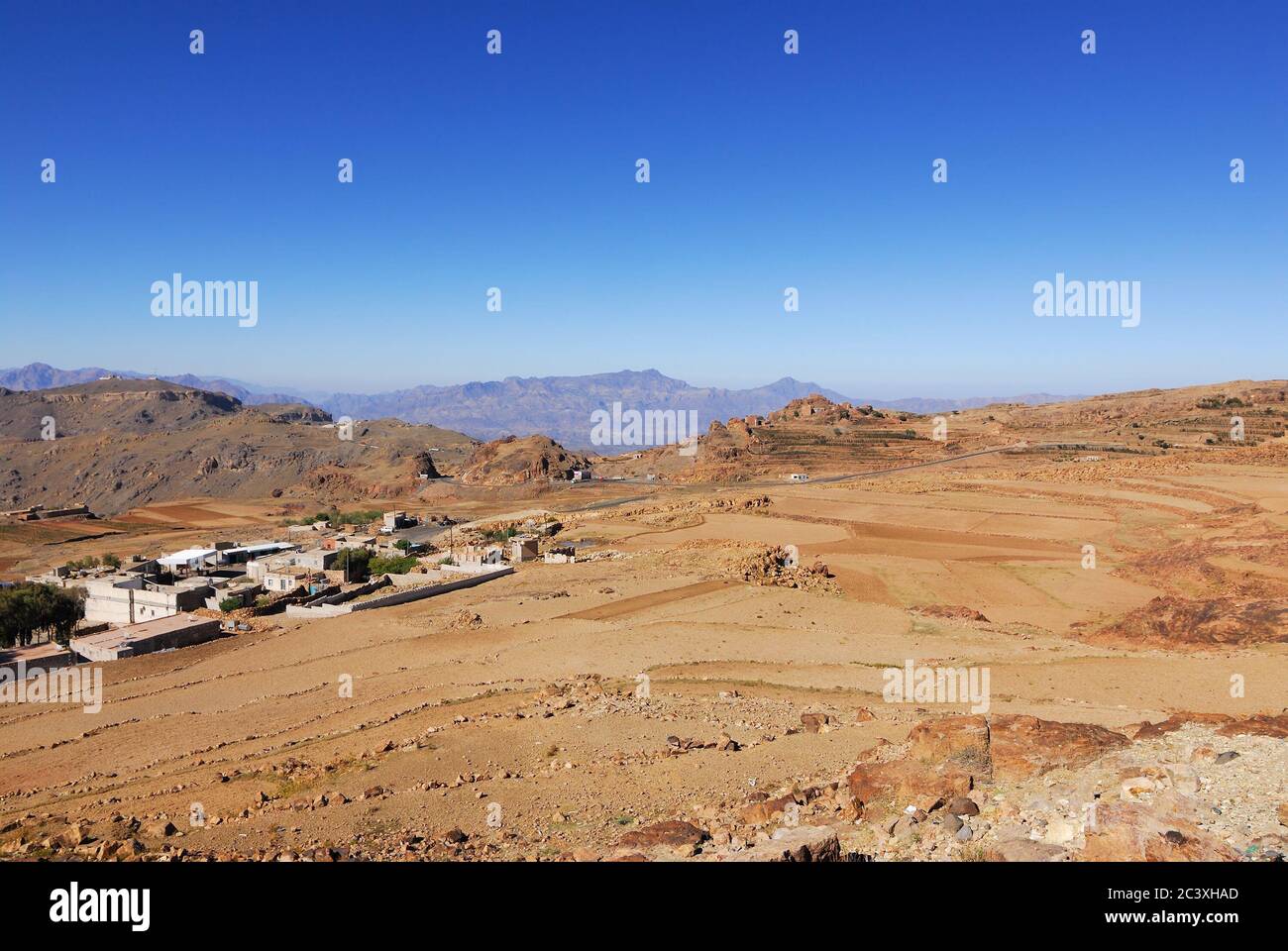 Paysage yéménite typique à proximité de la capitale Sanaa Banque D'Images