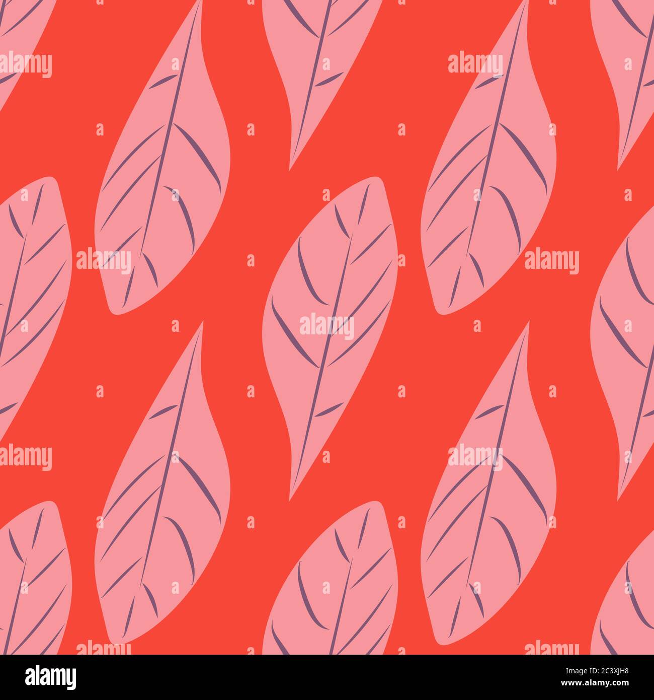 Motif féminin sans coutures feuilles roses et rouges Illustration de Vecteur