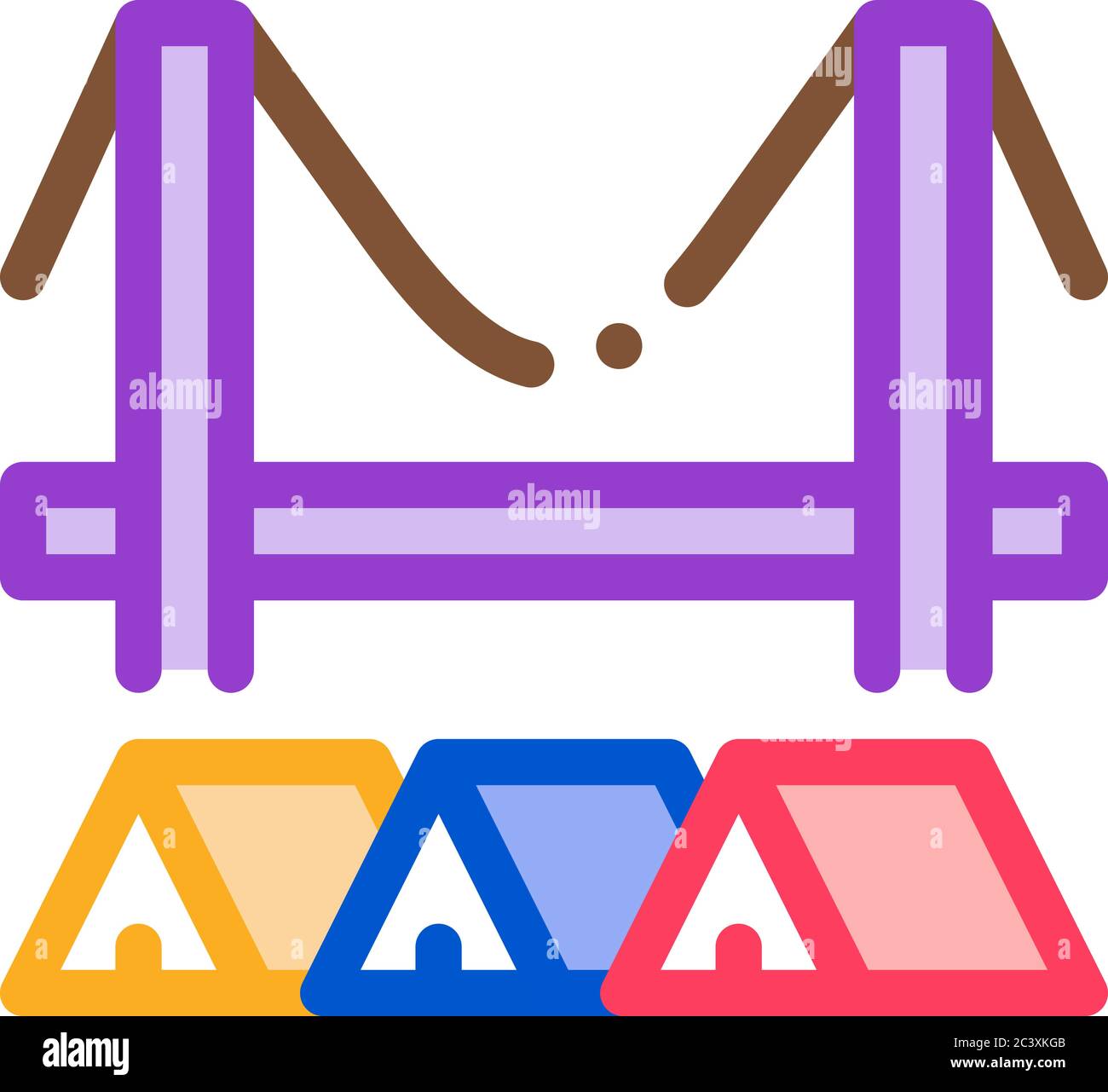 illustration du contour du vecteur de l'icône représentant des tentes sans domicile sous le pont Illustration de Vecteur