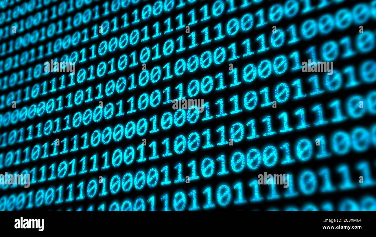Chiffres de programme de code binaire sur l'écran de moniteur d'ordinateur numérique - texture d'arrière-plan abstraite Banque D'Images