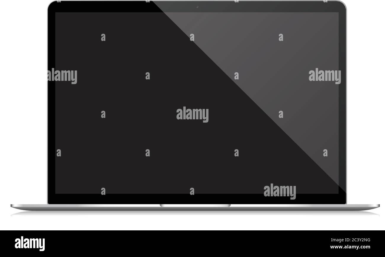 maquette d'ordinateur portable réaliste vectoriel avec écran noir vide Illustration de Vecteur
