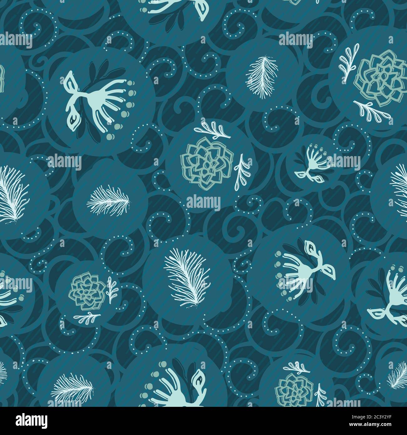 Motif feuillage de Noël abstrait dessiné à la main. Branche de sapin, fond de fleur en poinsettia. Imprimé vacances d'hiver. Cadeau de fête Illustration de Vecteur