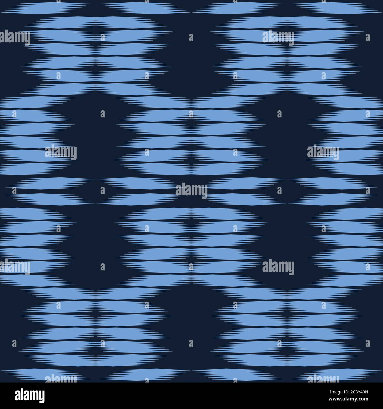 Bleu indigo géométrique noeud à la main motif shibori teint. Répétition de l'arrière-plan de gradient abstrait. Géo monochrome ornementale. Surface tendance Illustration de Vecteur