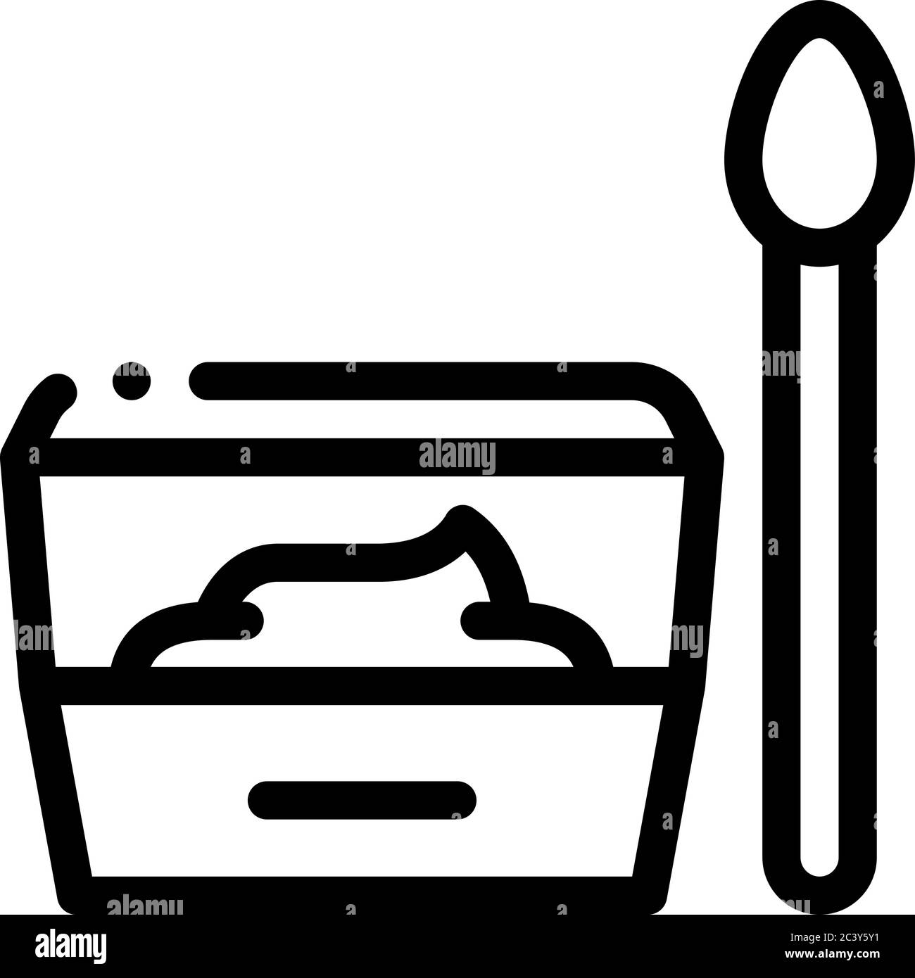 illustration du contour du contenant avec nourriture et cuillère Illustration de Vecteur