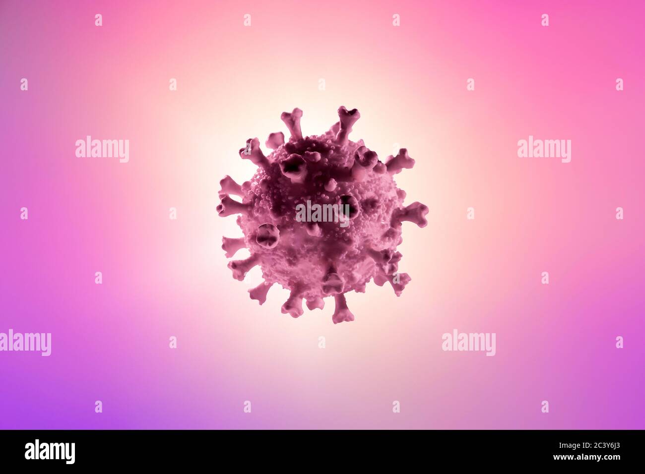 Modèle de coronavirus généré numériquement sur fond rose Banque D'Images