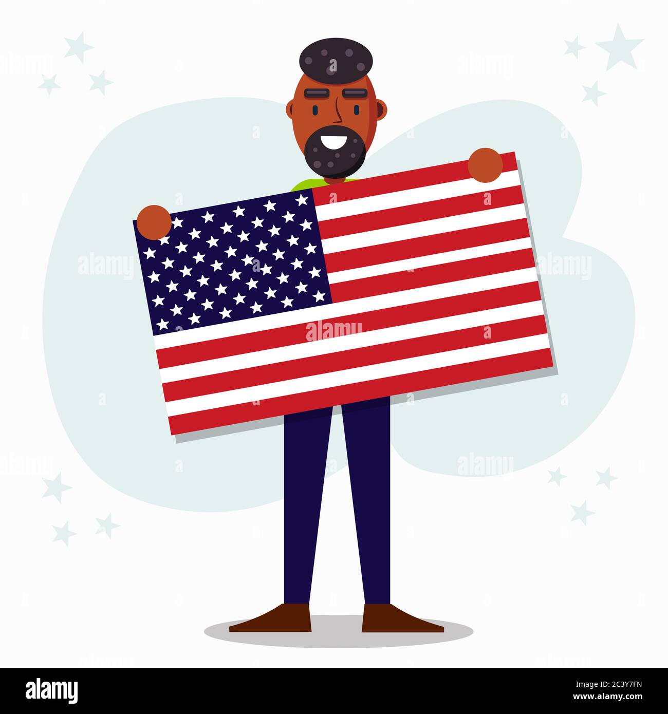 afro man tenant drapeau des etats-unis pour l'illustration du vecteur de concept de diversité Illustration de Vecteur