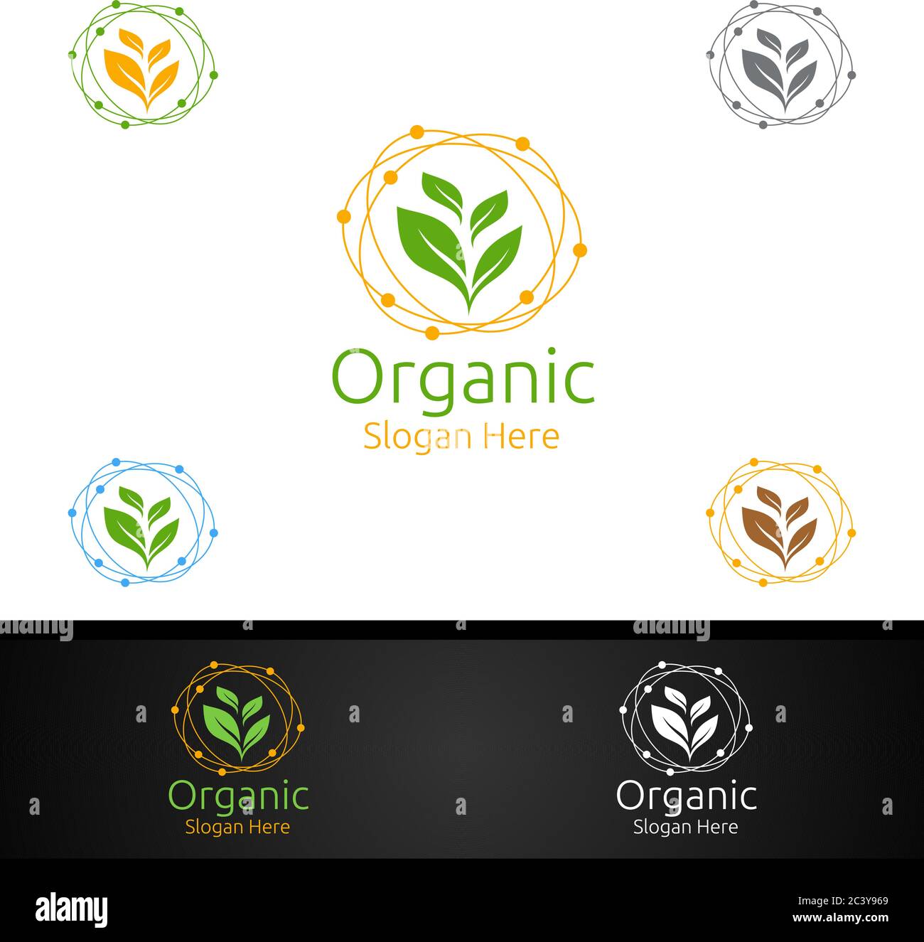 Logo jardinier biologique avec illustration de la conception de l ...