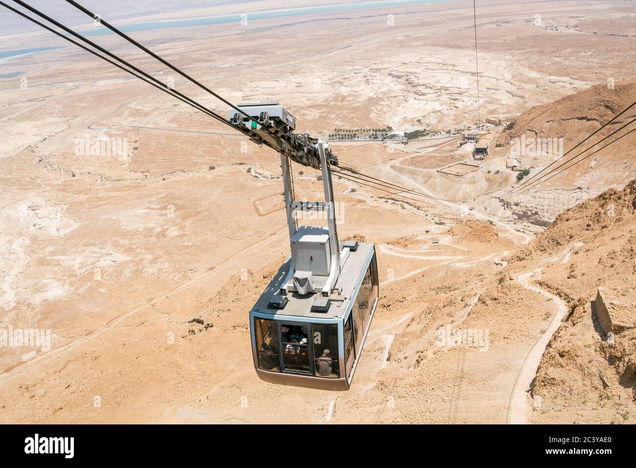 Télécabine dans le désert à la mer Morte jusqu'à Masada Banque D'Images