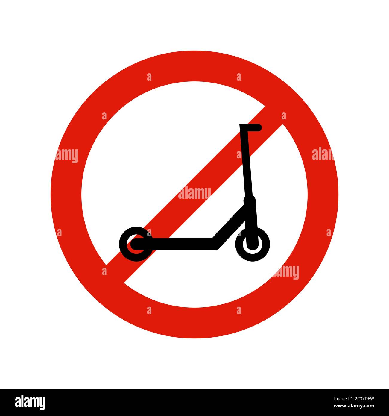 Panneau d'interdiction rouge scooter isolé sur fond blanc Illustration de Vecteur