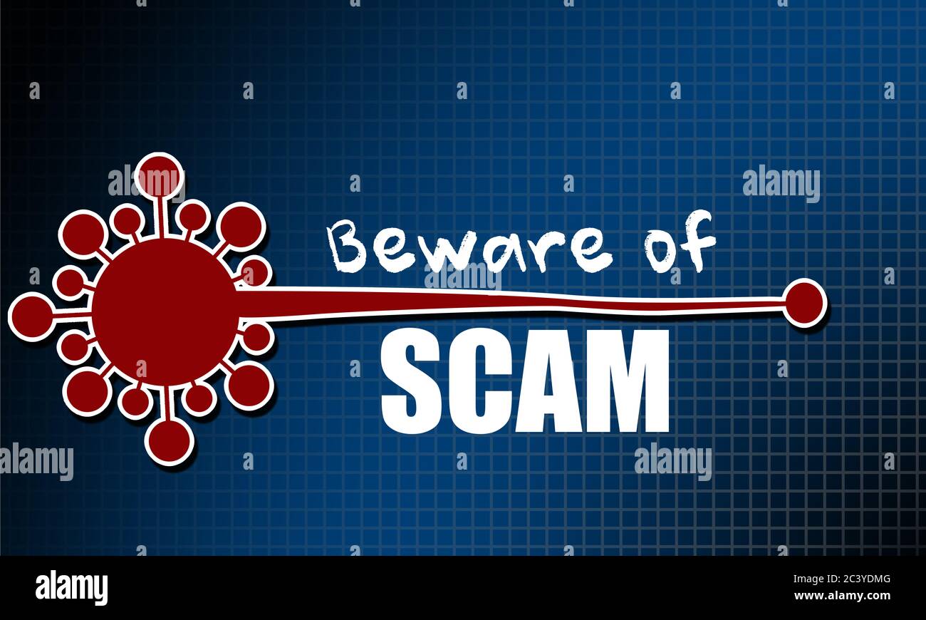 Méfiez-vous de la crame liée au coronavirus Covid-19, rendu 3d Banque D'Images