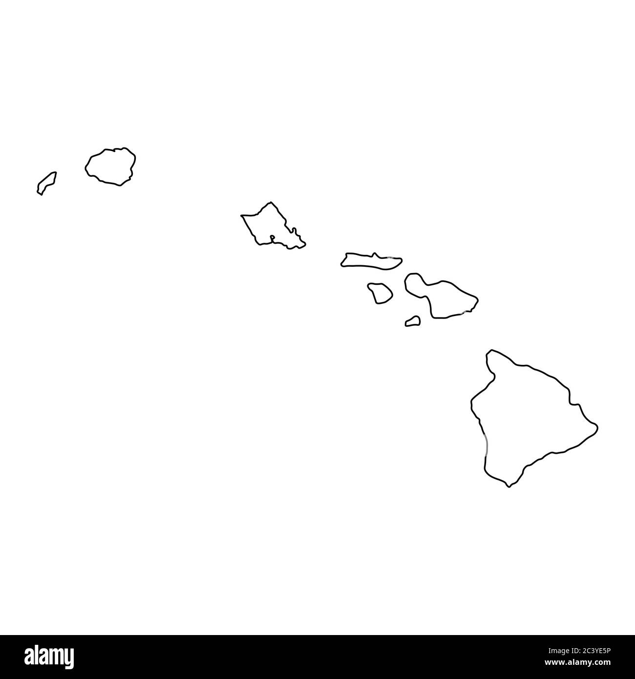 Hawaii HI cartes de l'État des États-Unis. Carte de contour noire isolée sur fond blanc. Vecteur EPS Illustration de Vecteur