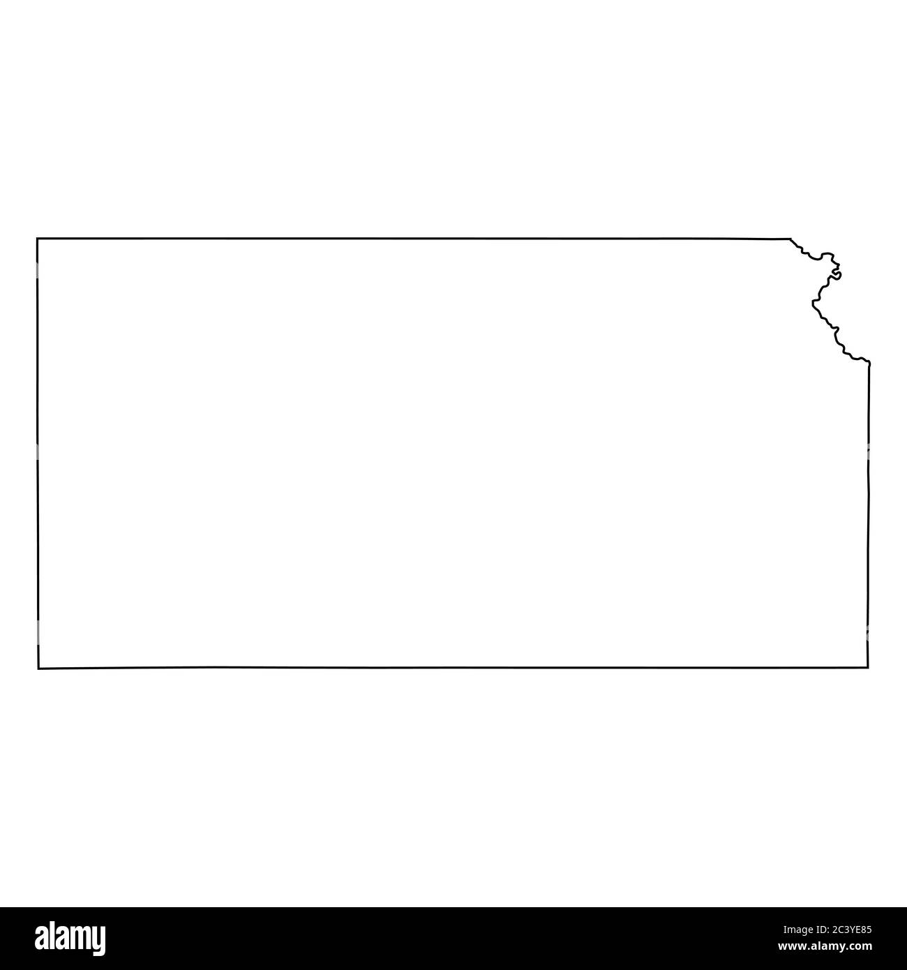 Cartes de l'état du Kansas KS. Carte de contour noire isolée sur fond blanc. Vecteur EPS Illustration de Vecteur