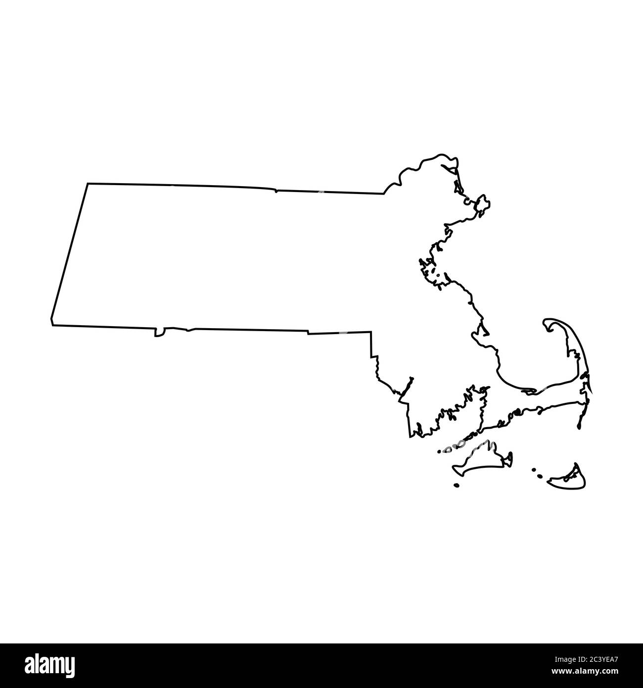 Cartes de l'état ma du Massachusetts. Carte de contour noire isolée sur fond blanc. Vecteur EPS Illustration de Vecteur