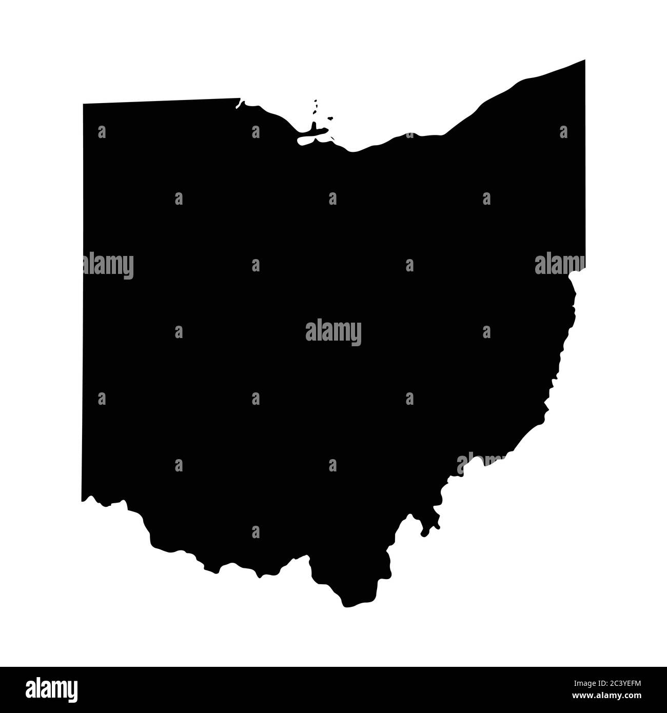 Ohio OH cartes de l'état. Carte solide silhouette noire isolée sur fond blanc. Vecteur EPS Illustration de Vecteur