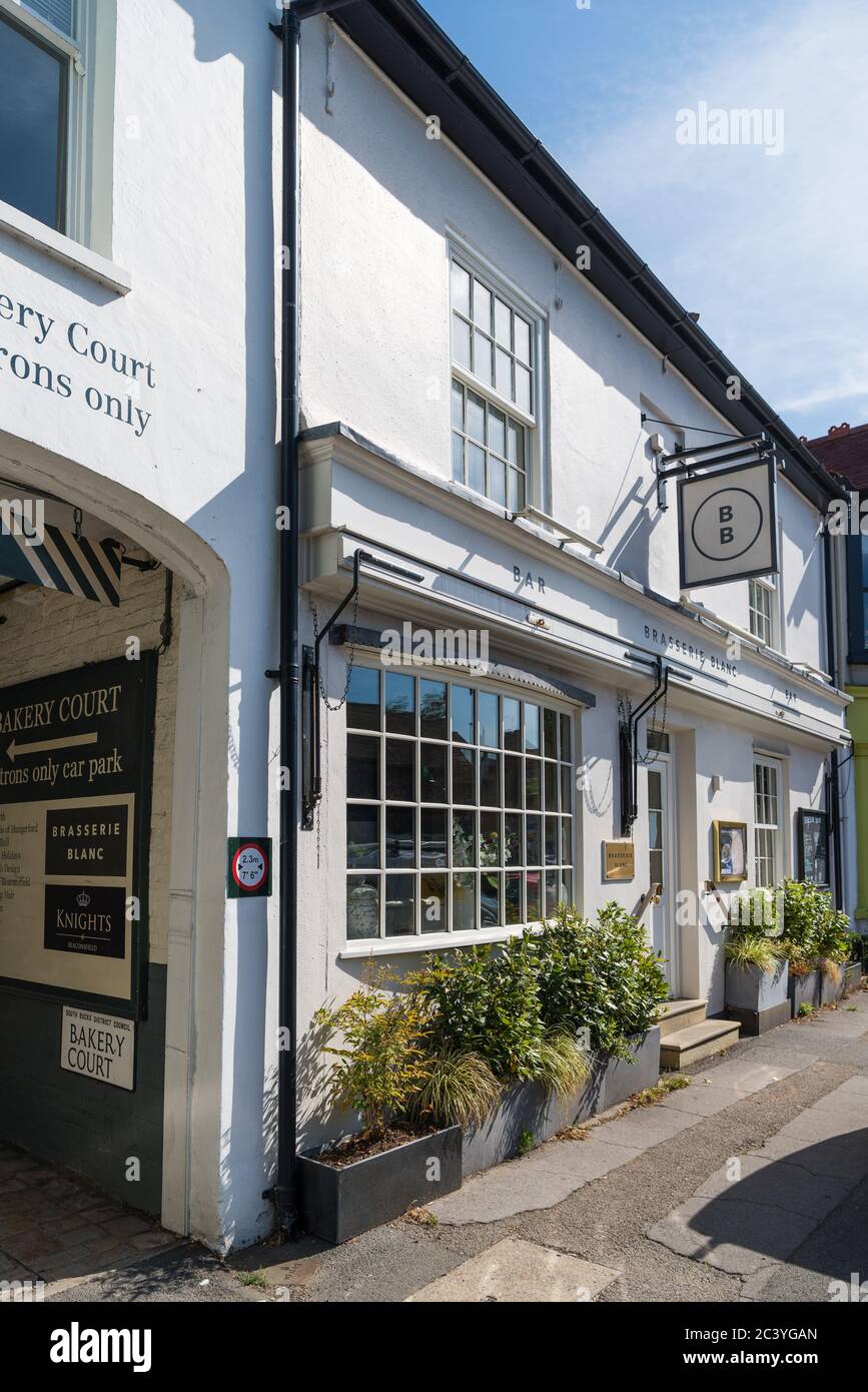 Restaurant français Brasserie blanc à Londres End, Beaconsfield, Bucks, Angleterre, Royaume-Uni Banque D'Images