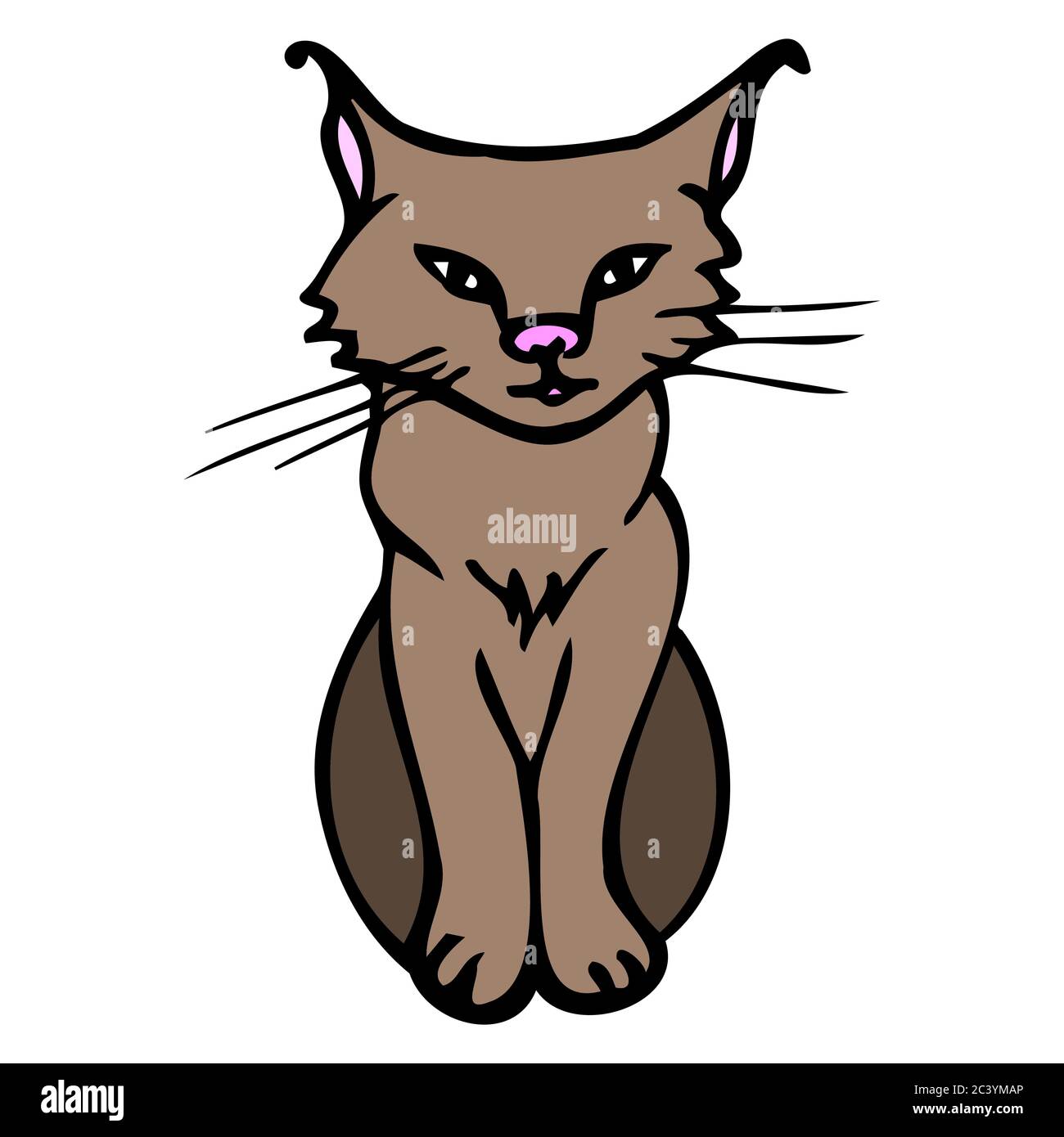 Lynx coloré dessiné à la main. Style de dessin animé lynx avec contour. Illustration vectorielle isolée sur fond blanc. Décoration pour cartes de vœux Illustration de Vecteur