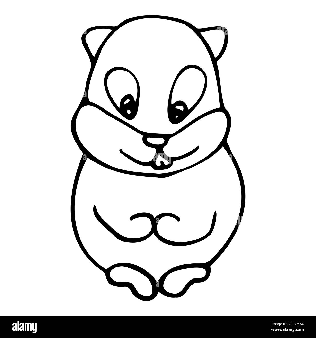 Gopher à main. Dessin animé gopher contour Doodle style. Illustration vectorielle transparente isolée sur fond blanc. Décoration pour cartes de vœux Illustration de Vecteur