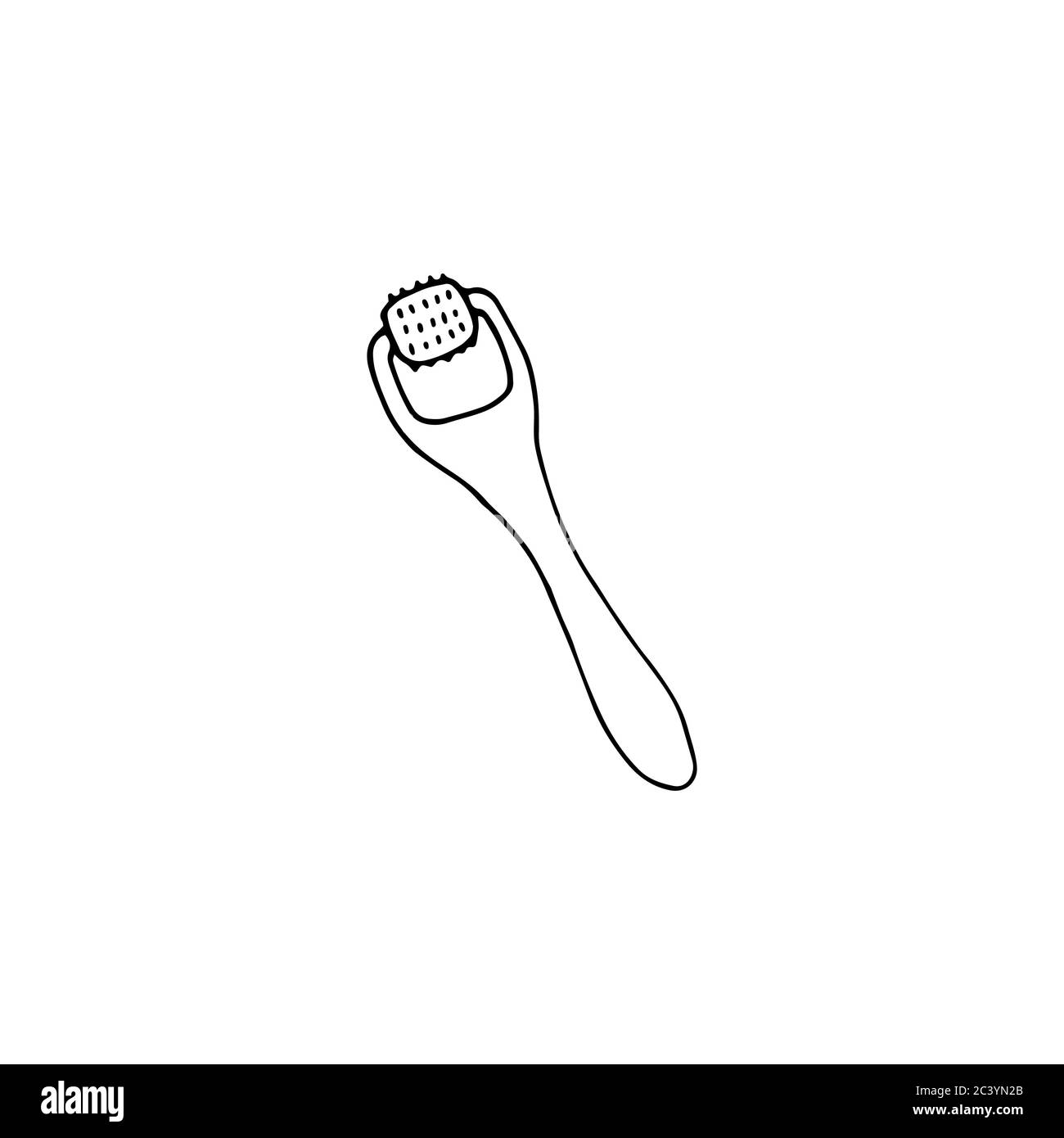 Icône de rouleau de papier. Rouleau de méso pour le soin de la peau. Outil de mésothérapie. Illustration vectorielle à l'aide d'une photo tirée à la main Illustration de Vecteur