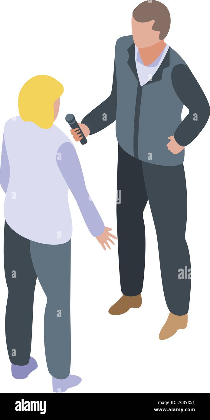 Icône d'interview de rue TV, style isométrique Illustration de Vecteur