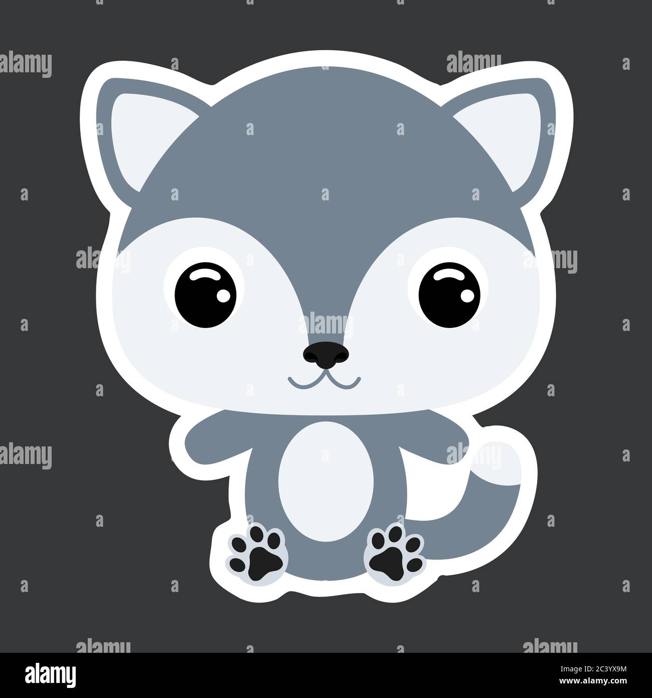 Autocollant Pour Enfants De Joli Petit Loup Assis Animal De Foret Personnage De Dessin Anime Pour Le Dessin Imprime De Bebe Vetements Pour Enfants Fete De Douche De Bebe Salutation A Image