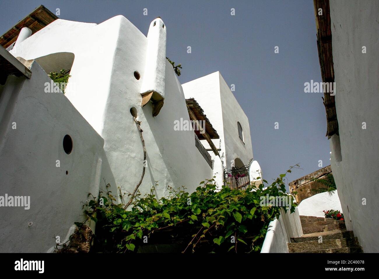 Stromboli île architecture populaire. Îles Eoliennes en Sicile (Italie) Banque D'Images