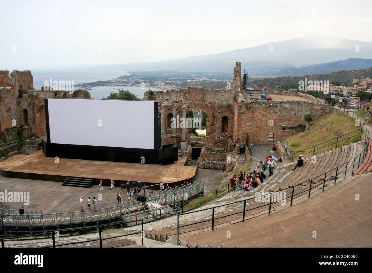 Teatro Antico di Taormina, où se tient le Festival international du film de Taormina. (Sicile / Italie) Banque D'Images
