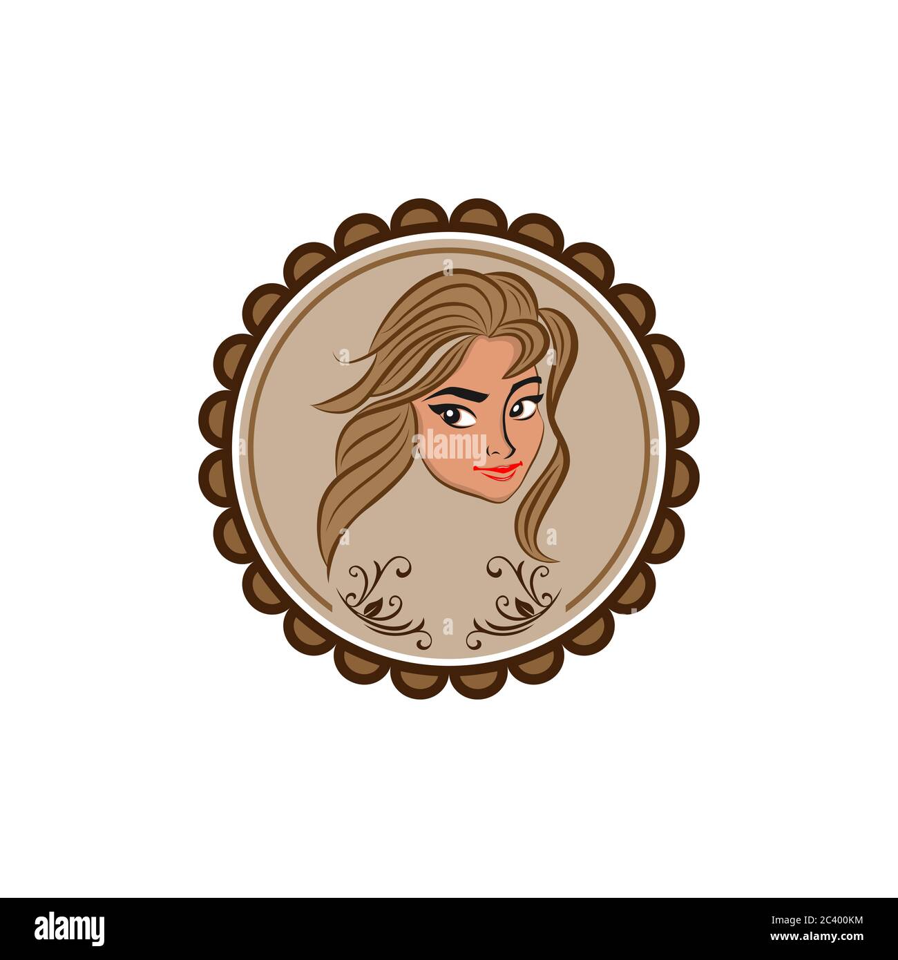 Belle fille logo vector modèle. cosmétique, maquillage ou la jeune femme icon Illustration de Vecteur
