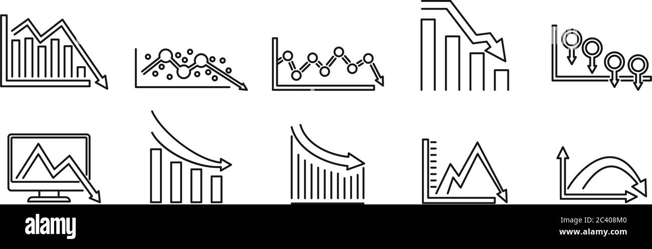 Ensemble d'icônes de diagramme de régression. Ensemble de contours d'icônes vectorielles de diagramme de régression pour la conception de sites Web isolée sur fond blanc Illustration de Vecteur