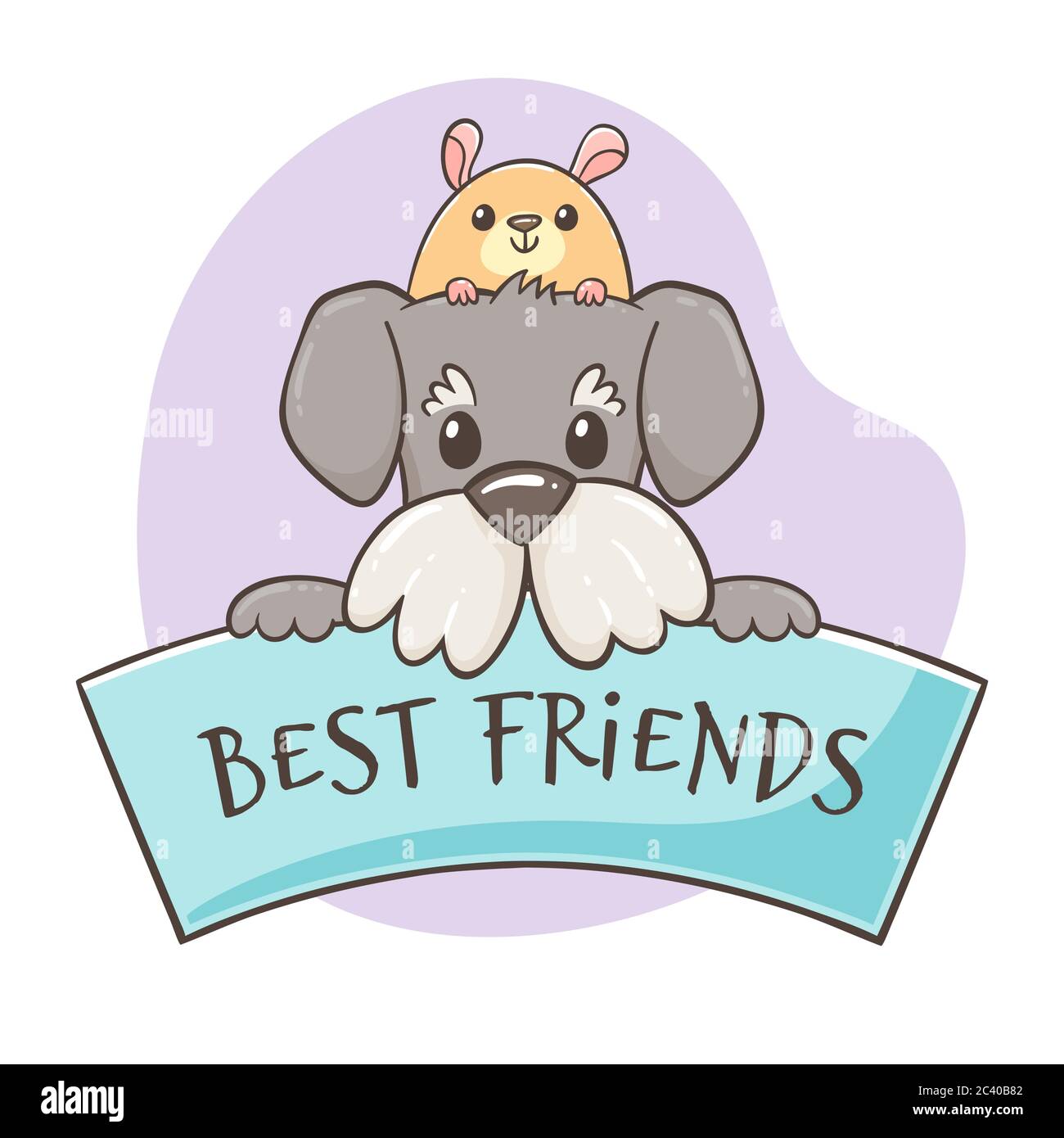 Un Hamster Drole Surmontant La Tete D Un Chien Mignon Sur Un Panneau Avec La Citation Best Friends Concept Pour Les Amoureux Des Animaux Concept D Amitie Image Vectorielle Stock Alamy