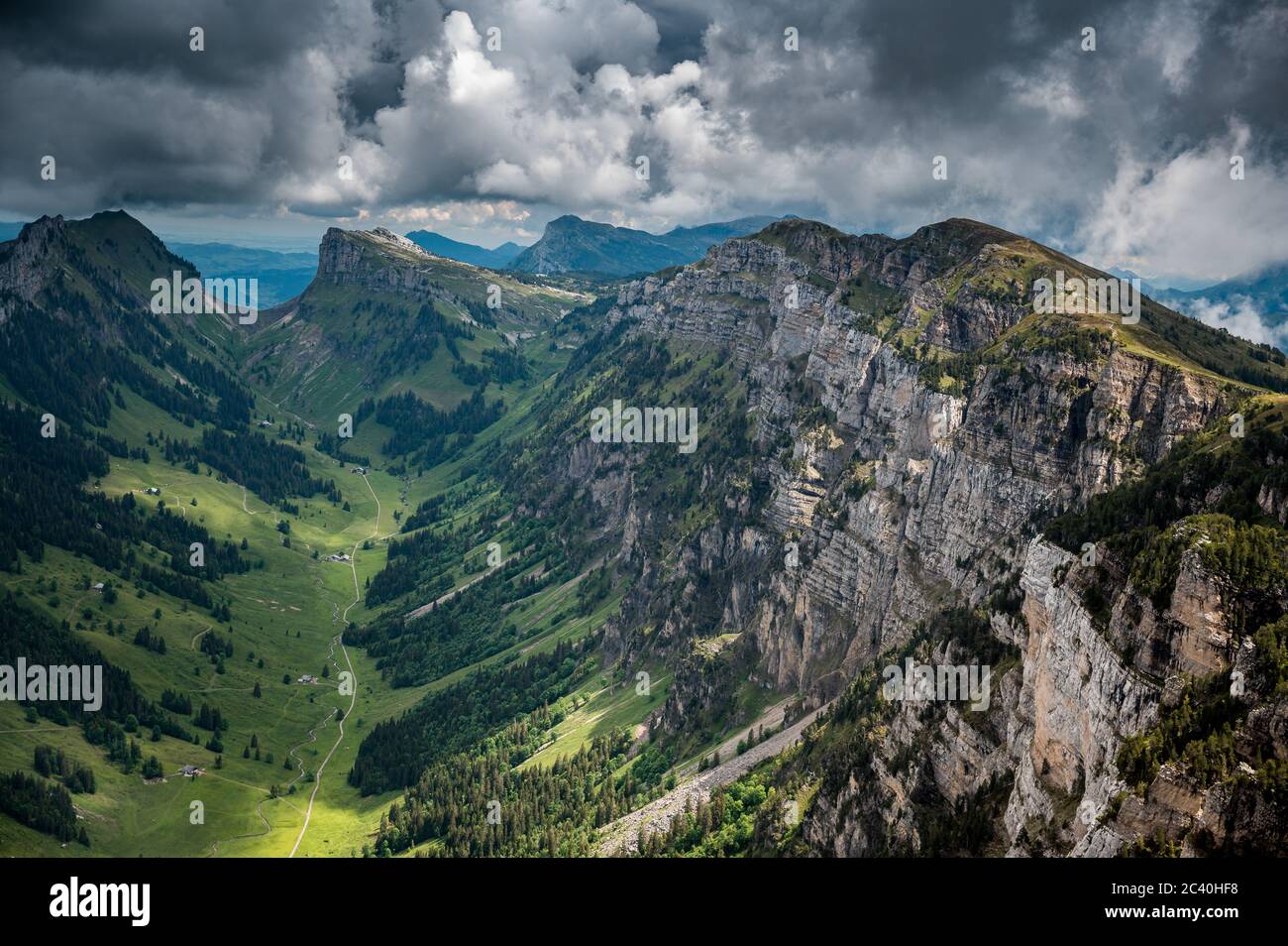 Justistal avec Burgfeldstand, Gemmenalphorn et Sichle dans les Alpes bernoises Banque D'Images