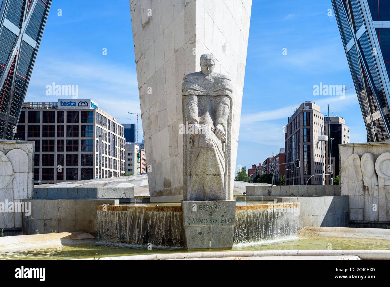 Madrid, Espagne - 14 juin 2020 : monument à Calvo Sotelo sur la place de Castilla Banque D'Images