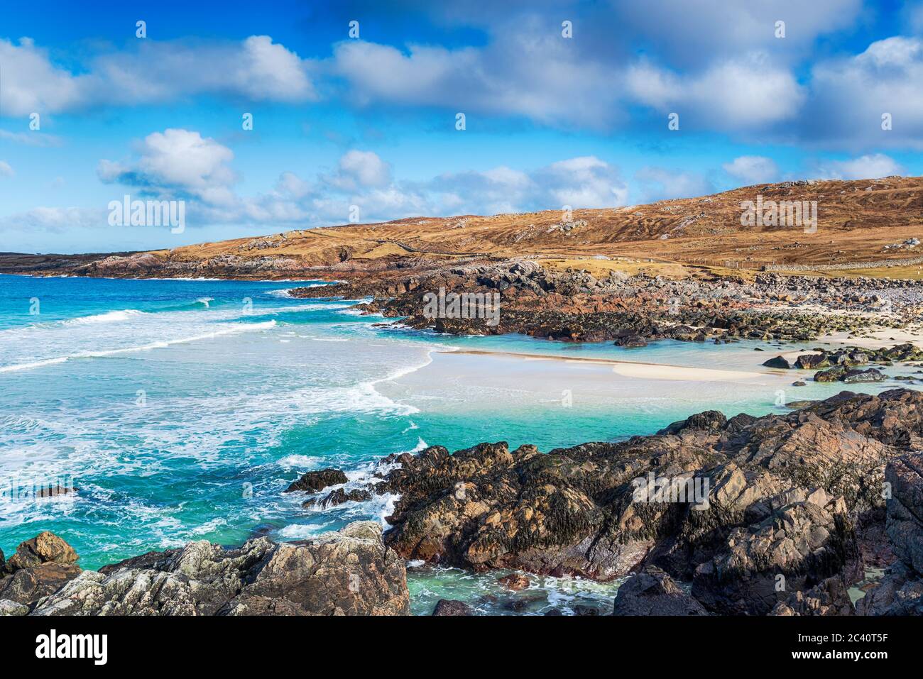 La belle côte sauvage de Mealista sur l'île de Lewis dans les Hébrides extérieures de l'Écosse Banque D'Images