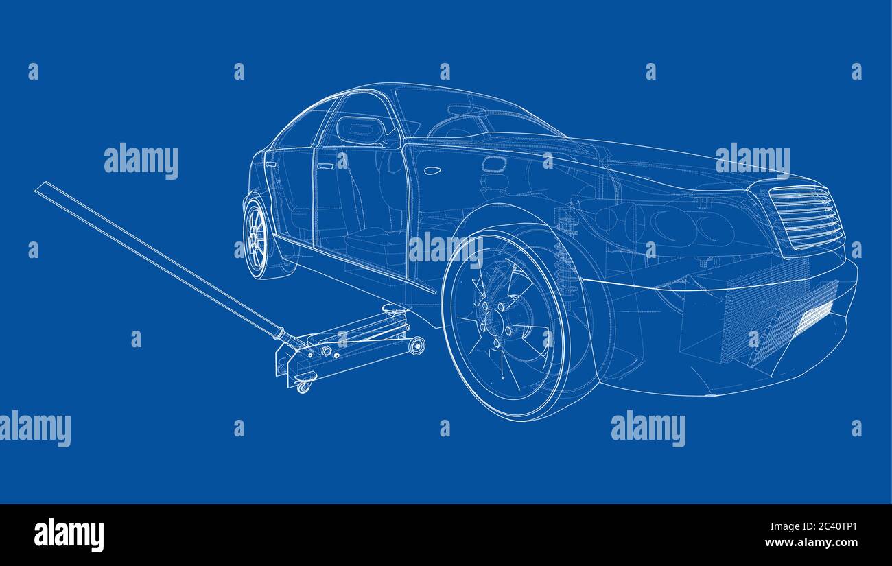 Voiture concept avec cric rouleur. Vecteur Illustration de Vecteur