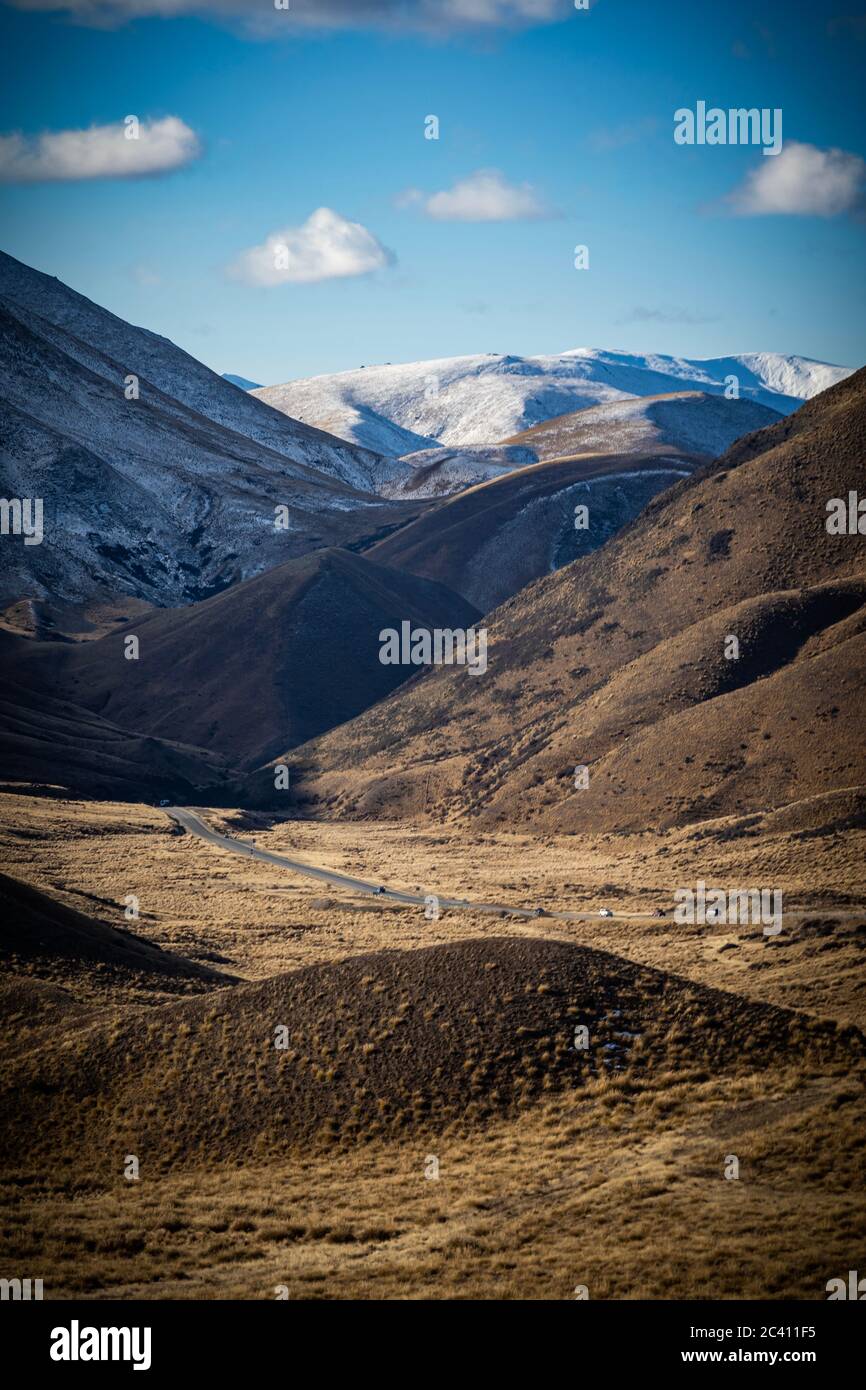 Chaîne de montagnes à Linsi Pass, Île du Sud, Nouvelle-Zélande Banque D'Images