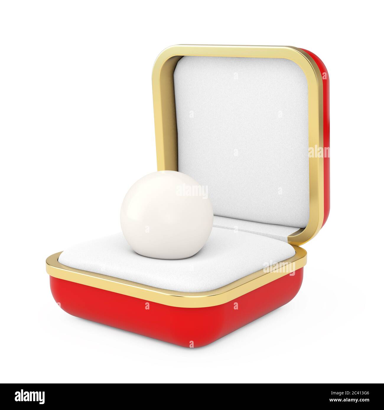 Blanc brillant de la mer blanc dans la boîte cadeau rouge sur un fond blanc. Rendu 3d Banque D'Images