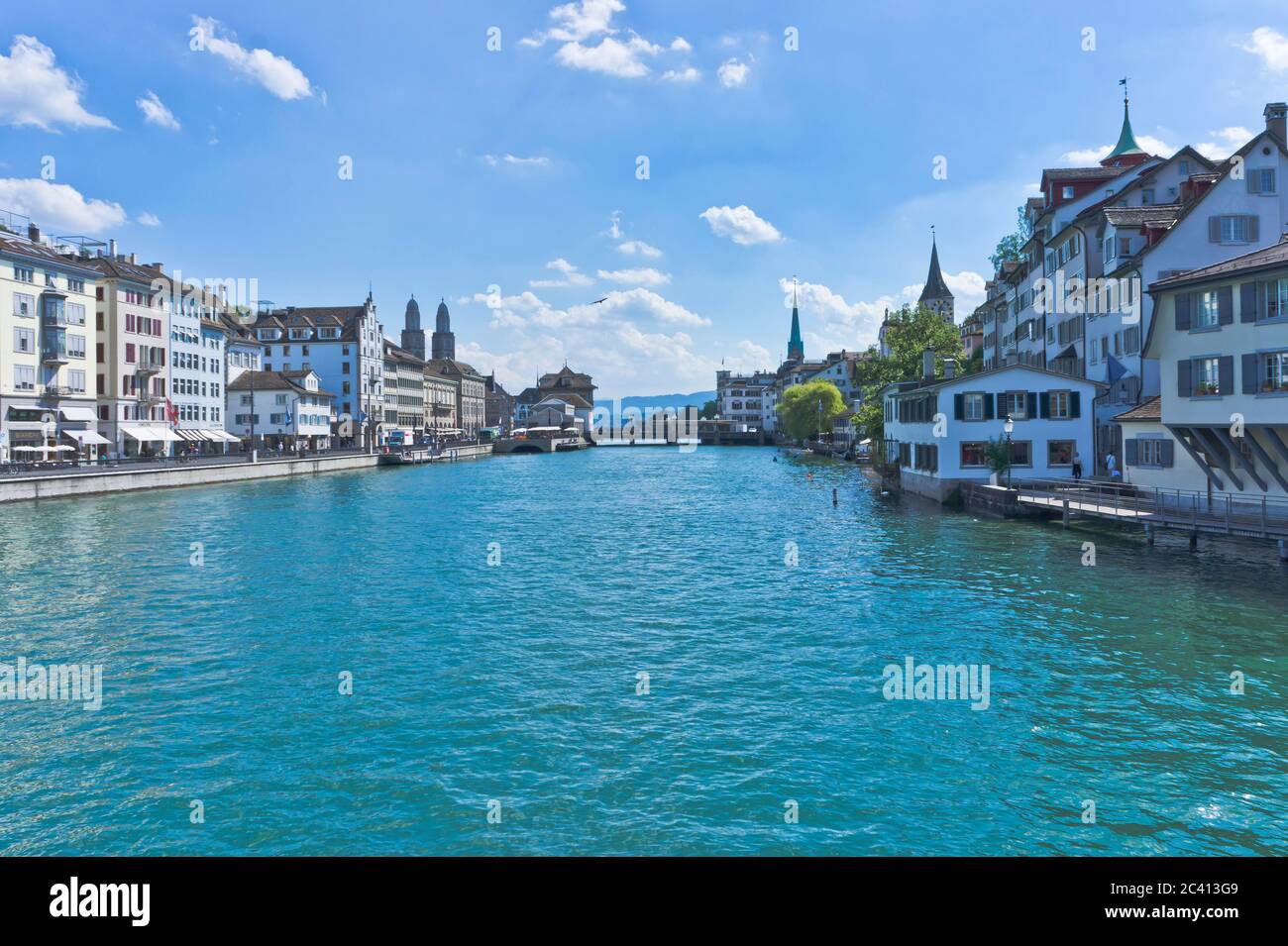 Zurich, vue sur la vieille ville depuis le lac, Suisse Banque D'Images